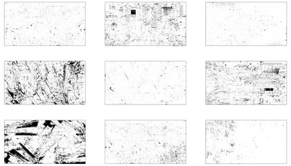 set of grunge textures. collection of 9 grunge wall image. vector illustration.
