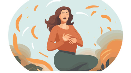 Young Woman Experiencing Flatulence or Bloat Vector
