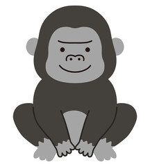 お座りしているゴリラのベクターイラスト。アイコン、動物