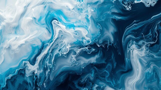 Abstract background of vivid blue and white color mixing with different tints creating uneven surface - generative ai