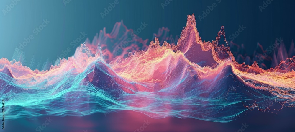Leinwandbilder Abstract data visualization on waveform. Generative AI technology.