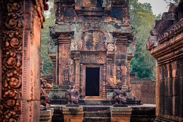 The inner hall of Banteay Srei Temple in Siem Reap, Cambodia