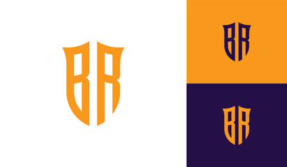 Letter BR shield initial esport logo design