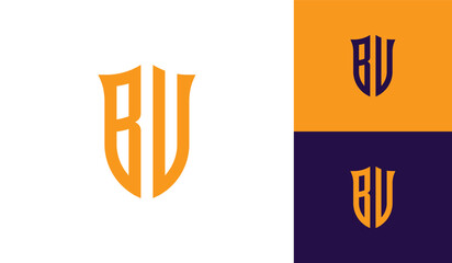 Letter BV shield initial esport logo design