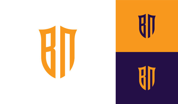 Letter BN shield initial esport logo design