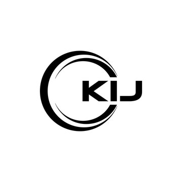 KIJ letter logo design with white background in illustrator, cube logo, vector logo, modern alphabet font overlap style. calligraphy designs for logo, Poster, Invitation, etc.