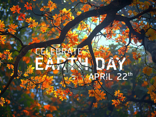 The celebrate earth day flat card or background with the tree see the branches and leaves - 770304559