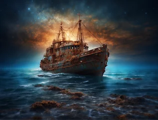 Zelfklevend Fotobehang old ship wreck © Chelsea