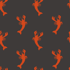 Red Lobster on Black Pattern