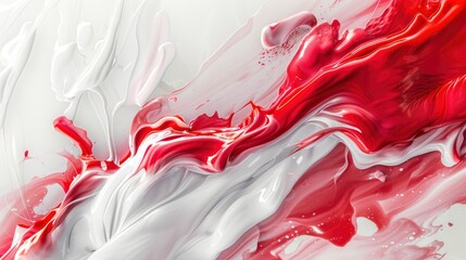 Abstract background of vivid red and white color mixing with different tints creating uneven surface - generative ai