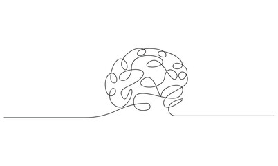 Vector continuous one simple single abstract line drawing of human brain isolated on a white background

