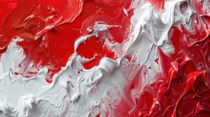 Abstract background of vivid red and white color mixing with different tints creating uneven surface - generative ai