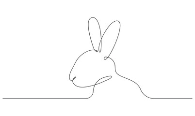 Vector continuous one simple single abstract line drawing of Rabbit pet animal isolated on a white background