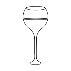 Vector continuous one simple single abstract line drawing of wine glass isolated on a white background