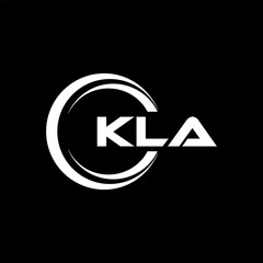 KLA letter logo design with black background in illustrator, cube logo, vector logo, modern alphabet font overlap style. calligraphy designs for logo, Poster, Invitation, etc.