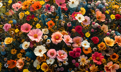 Various flowers in field include roses, shrubs, and groundcovers