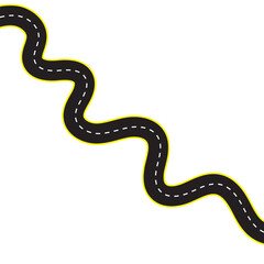 Horizontal asphalt road template. Winding road vector illustration. Seamless highway marking Isolated on background.