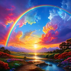 Fototapeta na wymiar rainbow and beautiful sights
