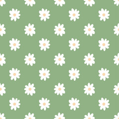Flowers seamless pattern, nature minimalist hugge illustration