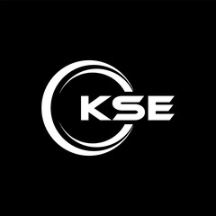 KSE letter logo design with black background in illustrator, cube logo, vector logo, modern alphabet font overlap style. calligraphy designs for logo, Poster, Invitation, etc. - obrazy, fototapety, plakaty