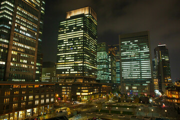 日本の風景　東京夜景　東京駅前