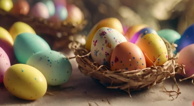 celebration 3d beautiful colorful easter eggs	