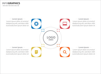 Circle infographic template with 4 options for presentations. Vector infographic design template. diagram, number options. Data visualization. Business concept with 4 steps, four process.
