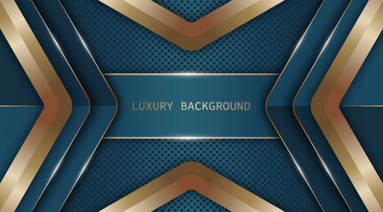 Blue and gold luxury background with overlap layers vector image