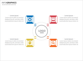 Circle infographic template with 4 options for presentations. Vector infographic design template. diagram, number options. Data visualization. Business concept with 4 steps, four process.