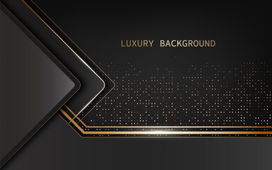 Black triangles and golden lines shape with halftone elements in luxury background styles