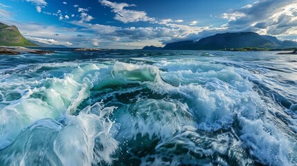 Water waves of sea tide - obrazy, fototapety, plakaty
