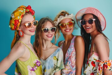 Summer Vibe: Diverse Group of Friends in Fashionable Fun generative ai