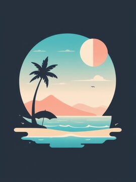 beach and resort vintage colorful flat illustration