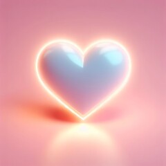 A 3D heart icon glowing softly on a pastel pink background