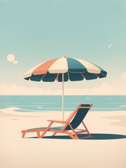 beach and resort vintage colorful flat illustration