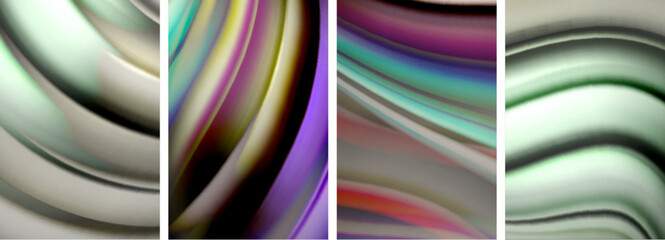 Rainbow style fluid color wave line background poster set. Vector Illustration For Wallpaper, Banner, Background, Card, Book Illustration, landing page