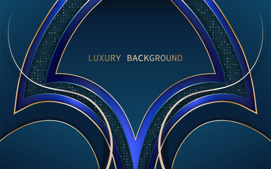 Abstract blue geometric with golden lines in luxury background style