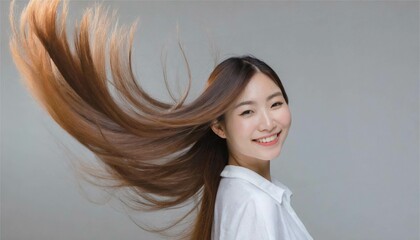 ビューティー　美容　女性　人物　髪　なびく　イメージ　背景
