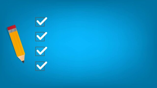 Check list and to do list with checkboxes, concept of survey, online quiz, completed things or done test, feedback.	