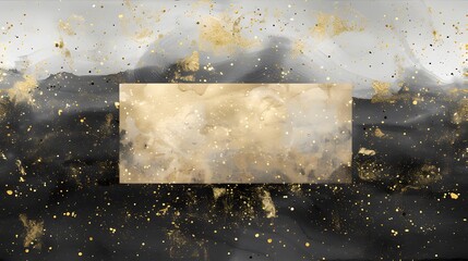 black and white watercolor background with golden stars seamless