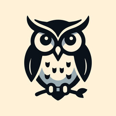 Printsimple logo icon owl flat art style art