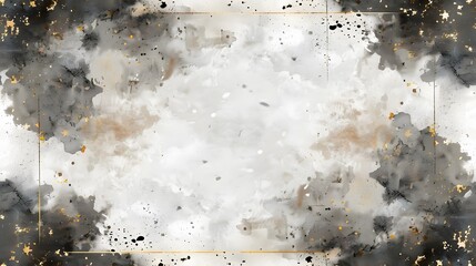 black and white watercolor background with golden stars seamless