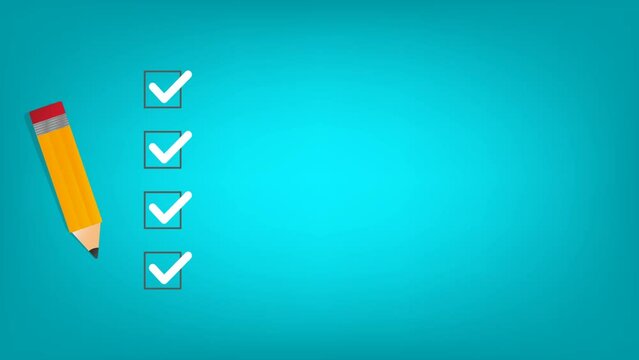 Check list and to do list with checkboxes, concept of survey, online quiz, completed things or done test, feedback.	
