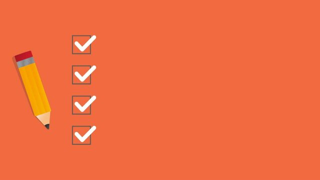 Check list and to do list with checkboxes, concept of survey, online quiz, completed things or done test, feedback.	