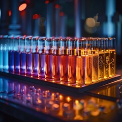 The vibrant test tubes, providing insights into the composition and properties of each compound - obrazy, fototapety, plakaty