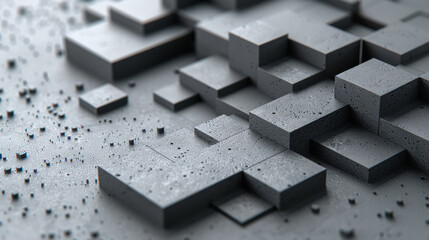 A gray and black image of a wall made of blocks. The blocks are arranged in a way that creates a sense of depth and texture. The image evokes a feeling of solidity and permanence