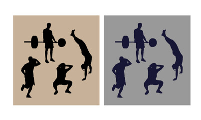 collection CrossFit training silhouettes, vector, people, sport, illustration, dance, silhouettes, child, woman, fun, black, baby, art, men, sports, boy, action, football, children, 