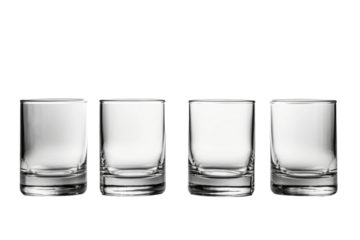 Three Glasses Arranged Together. On a White or Clear Surface PNG Transparent Background.