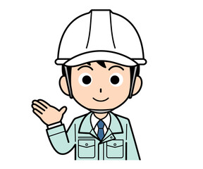 案内する現場監督の男性