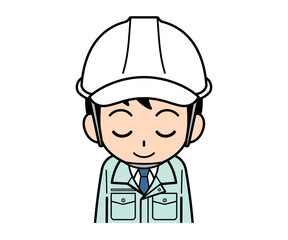 お辞儀をする現場監督の男性